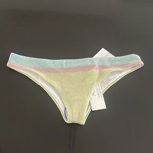 Blue, pink, and yellow bikini bottom